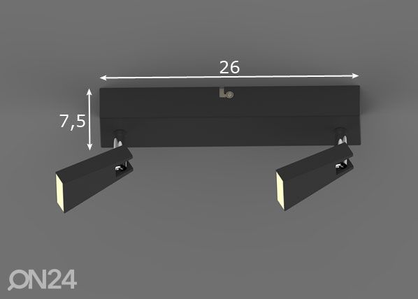 Laevalgusti Spazio Black-2 LED mõõdud