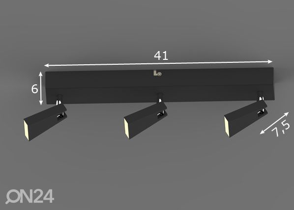 Laevalgusti Spazio Black-3 LED mõõdud