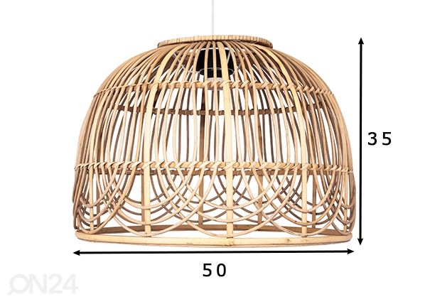 Lambikuppel Bali Ø50 cm, naturaalne mõõdud