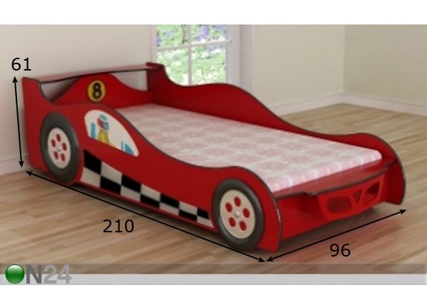 Laste autovoodi Cart II 93x190 cm koos madratsiga mõõdud