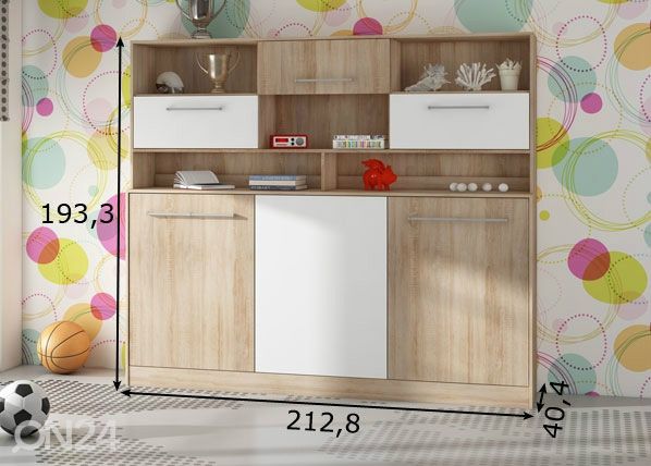 Laste kappvoodi Mac 90x200 cm mõõdud