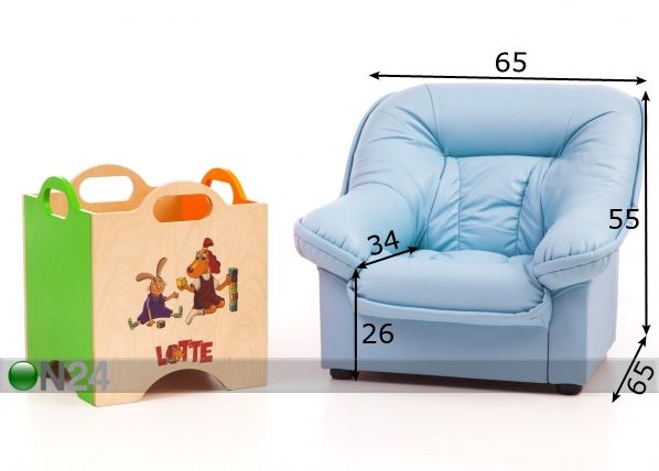 Laste tugitool Mini Spencer + mänguasjakast Lotte mõõdud