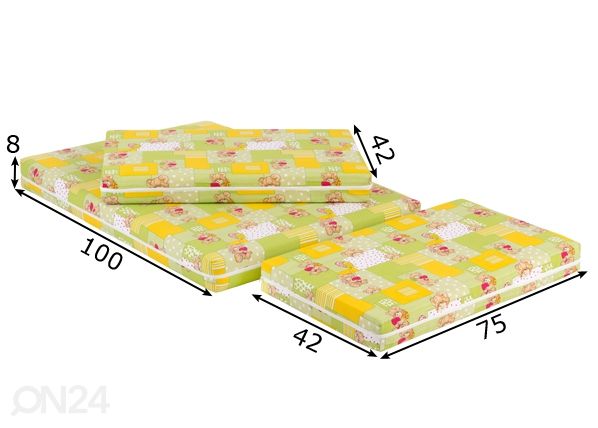 Lastemadrats pikendatav Pipi 75x100+42+42 cm kookosega mõõdud