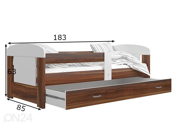 Lastevoodi 80x180 cm+madrats mõõdud