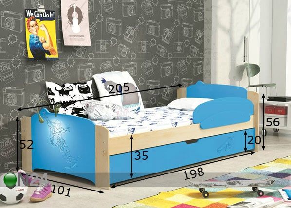 Lastevoodi 90x200 cm mõõdud