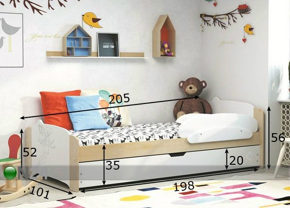 Lastevoodi 90x200 cm mõõdud