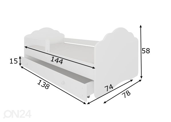 Lastevoodi Carry 70x140 cm mõõdud