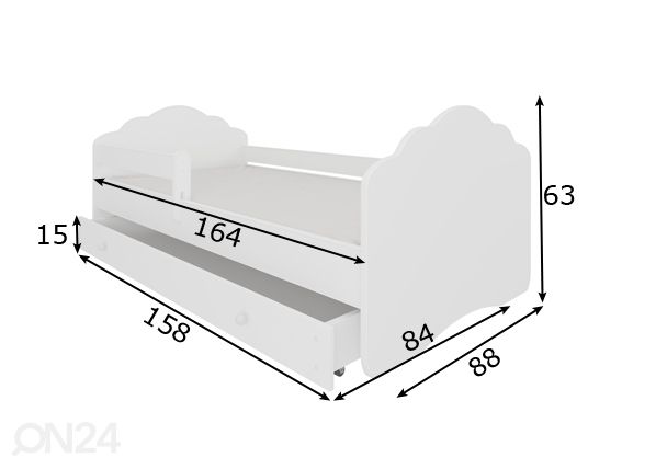 Lastevoodi Carry I 80x160 cm mõõdud