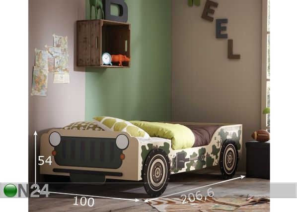 Lastevoodi Jeep 90x200 cm mõõdud