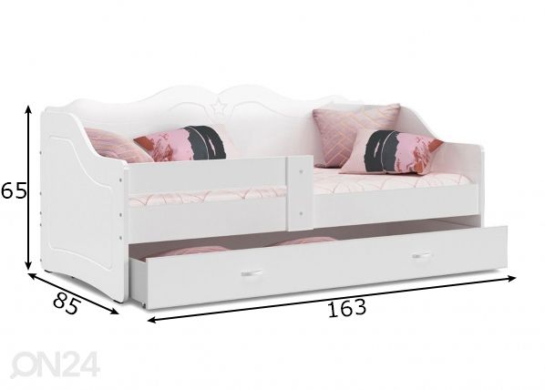 Lastevoodi komplekt 80x160 cm, valge mõõdud