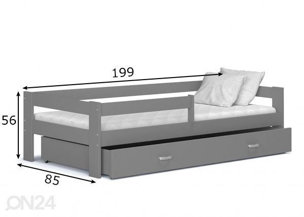 Lastevoodi komplekt 80x190 cm, hall mõõdud