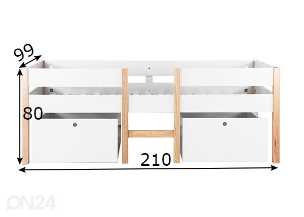 Lastevoodi Lasse 90x200 cm mõõdud