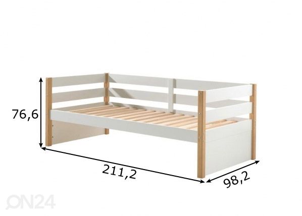 Lastevoodi Margrit 90x200 cm, valge mõõdud