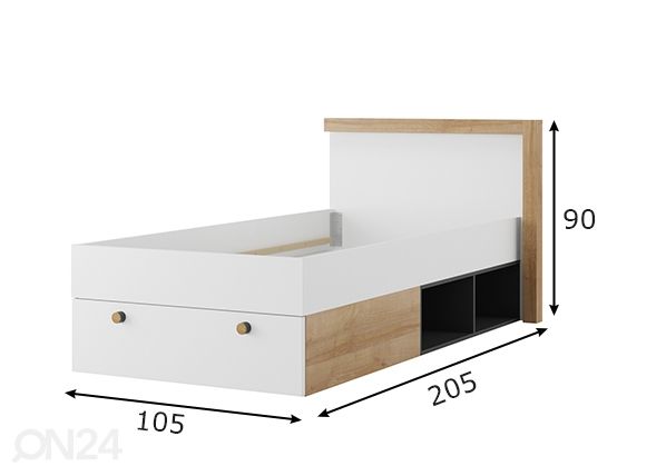 Lastevoodi Riva 90x200 cm mõõdud