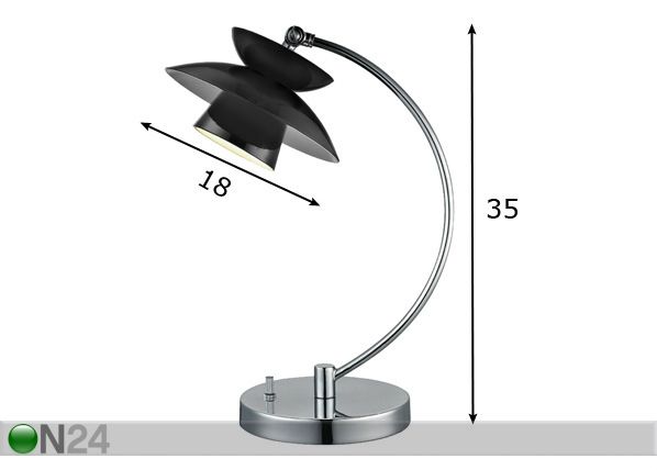 Laualamp Dallas Black Ø18 cm mõõdud
