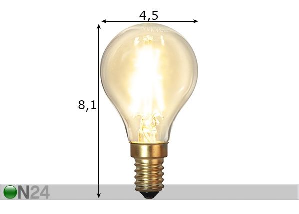 LED elektripirn E14 1,5 W mõõdud