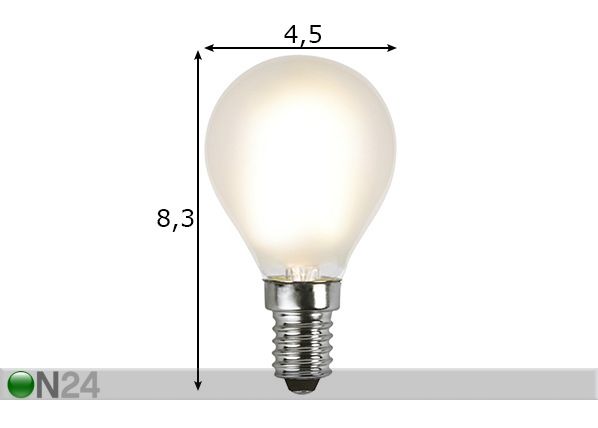LED elektripirn E14 1,5 W mõõdud