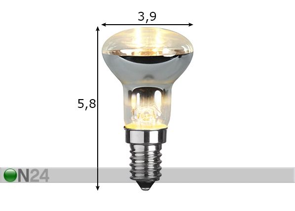 LED elektripirn E14 1,5 W mõõdud