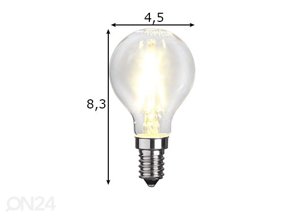 LED elektripirn E14 1,5 W mõõdud