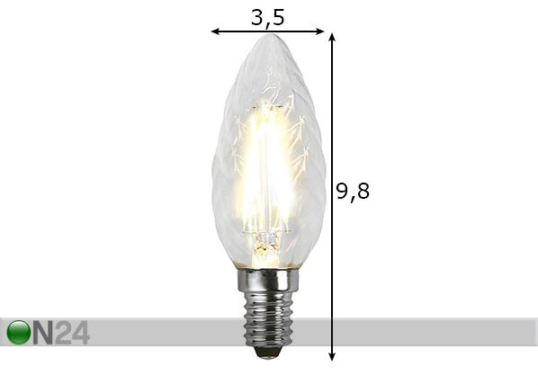 LED elektripirn E14 2 W mõõdud