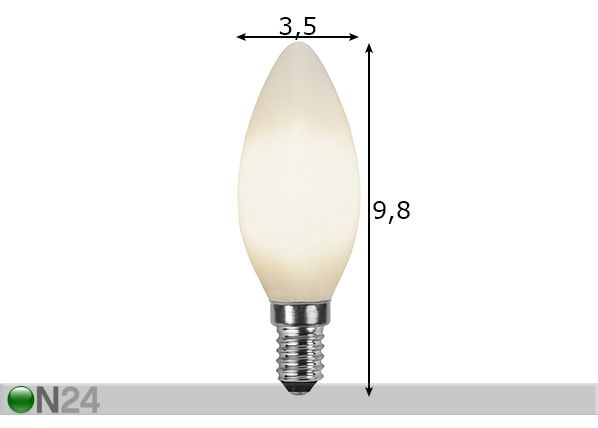 LED elektripirn E14 2 W mõõdud