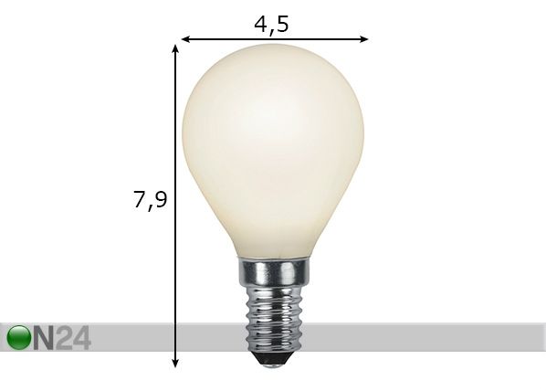 LED elektripirn E14 2 W mõõdud