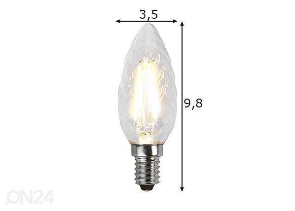 LED elektripirn E14 2 W mõõdud