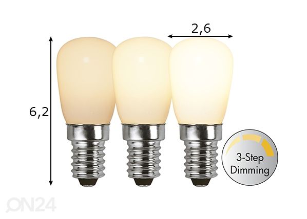LED elektripirn E14 2 W mõõdud