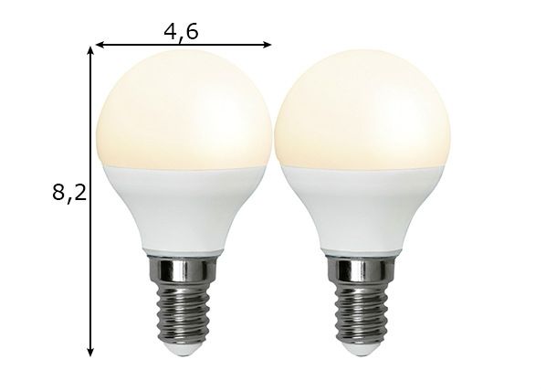 LED elektripirn E14 3 W (2tk) mõõdud