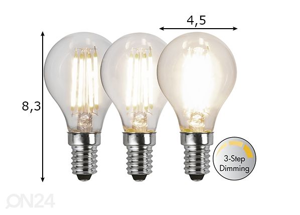 LED elektripirn E14 4,2 W mõõdud