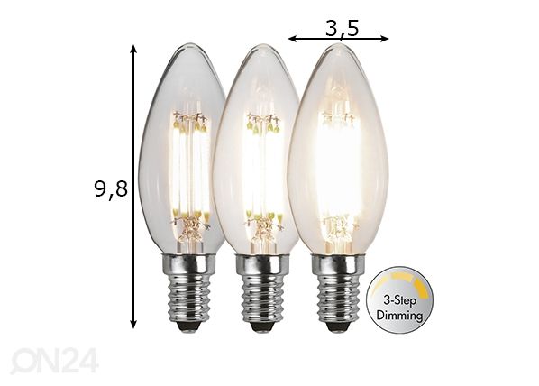 LED elektripirn E14 4,2 W mõõdud
