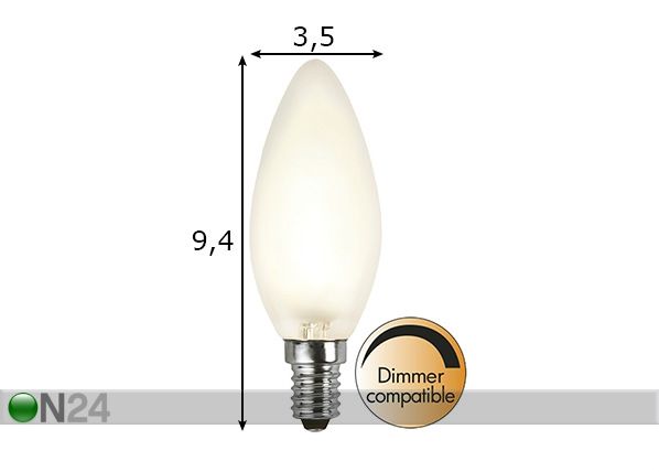 LED elektripirn E14 4 W mõõdud