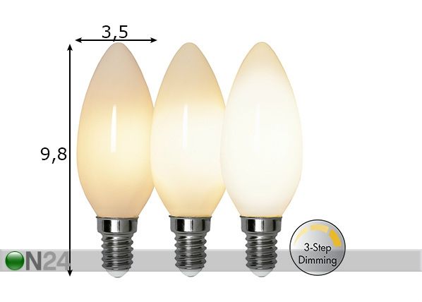 LED elektripirn E14 4 W mõõdud