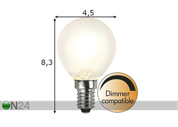LED elektripirn E14 4 W mõõdud