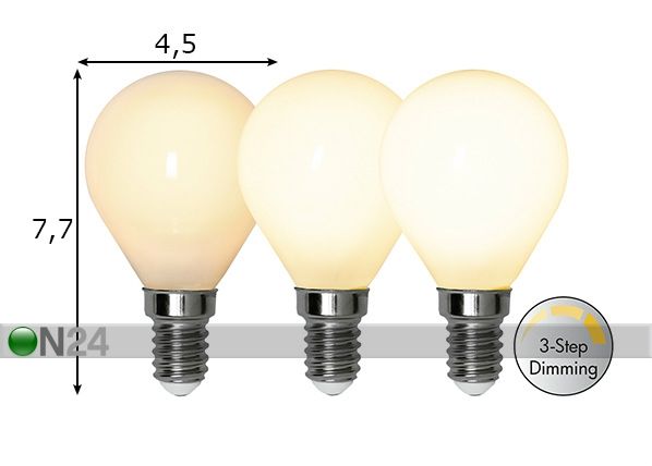 LED elektripirn E14 4 W mõõdud