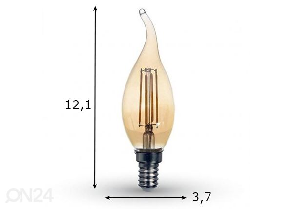 LED elektripirn E14 4 W mõõdud