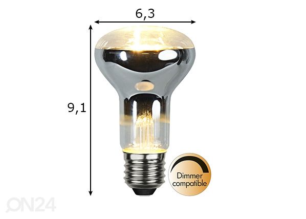 LED elektripirn E27 4 W mõõdud