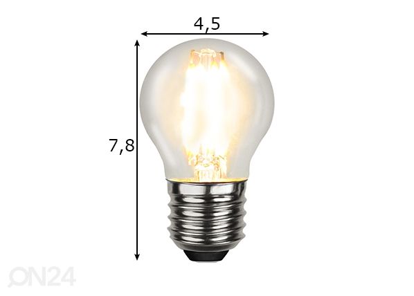 LED elektripirn E27 4 W mõõdud