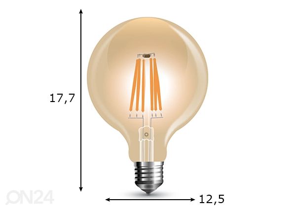 LED elektripirn E27 8 W mõõdud