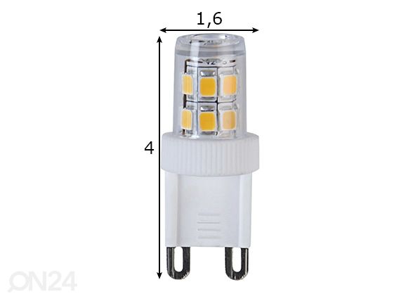 LED elektripirn G9 2,3 W mõõdud