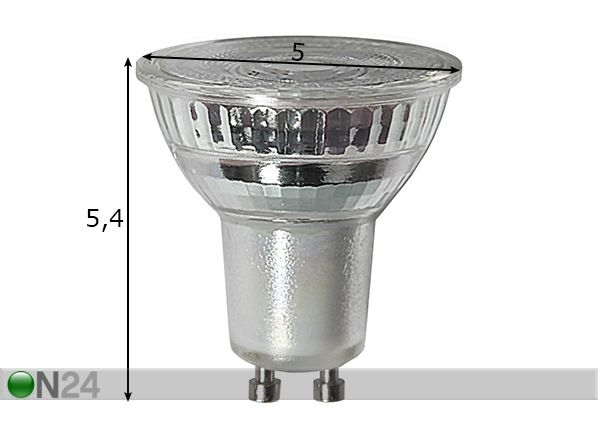 LED elektripirn GU10 3 W mõõdud