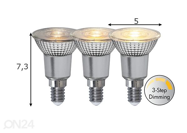LED elektripirn kohtvalgustile E14 4 W mõõdud