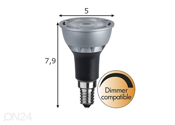 LED elektripirn kohtvalgustile E14 5 W mõõdud