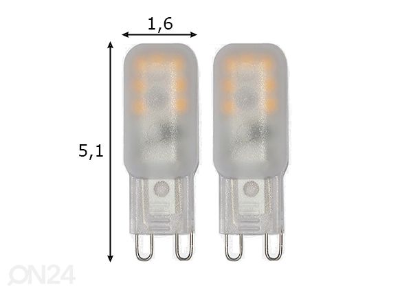 LED elektripirnid 2 tk G9, 1.5W mõõdud