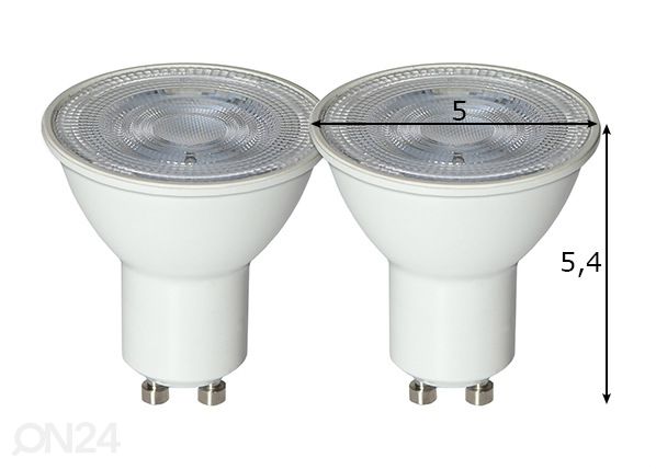 LED elektripirnid GU10 3W 2 tk mõõdud