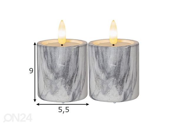 LED küünalde komplekt Flamme Marble 2tk mõõdud