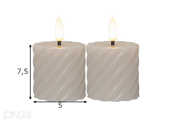 LED küünalde komplekt Flamme Swirl 2tk mõõdud