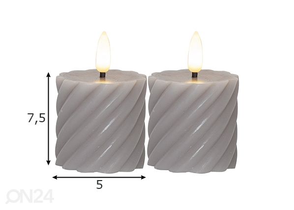 LED küünalde komplekt Flamme Swirl 2tk mõõdud