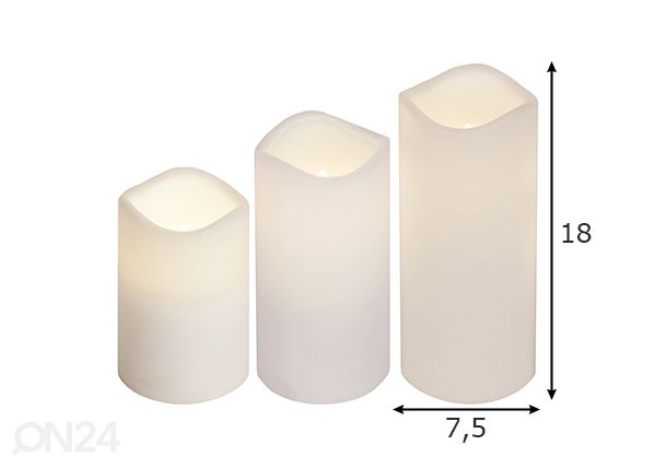 LED küünalde komplekt Paul, 3 tk mõõdud