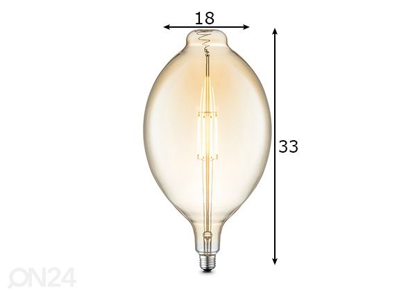 LED-pirn Carbon, E27, 3W mõõdud